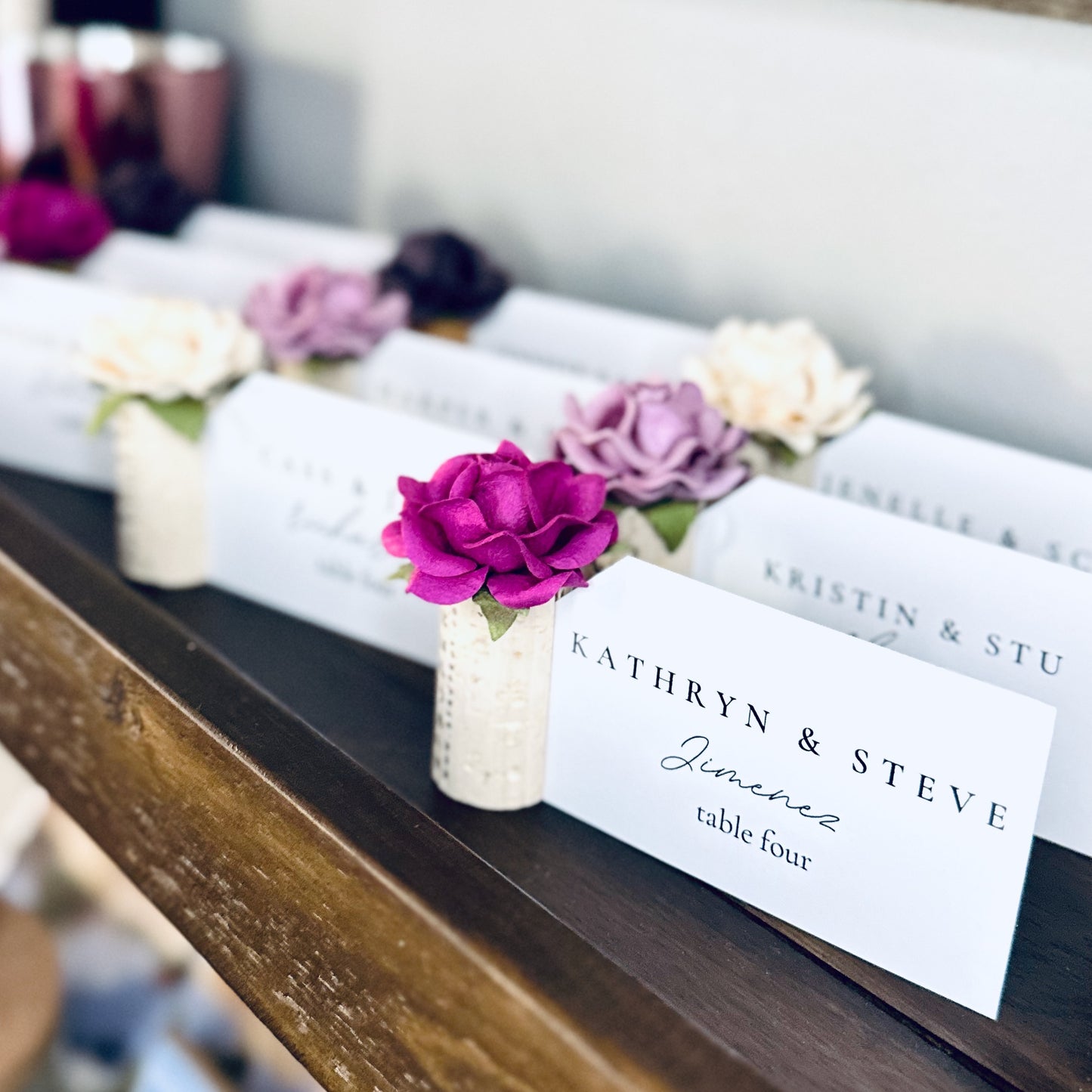 Wedding Place Card Holders & Printed Guest Names