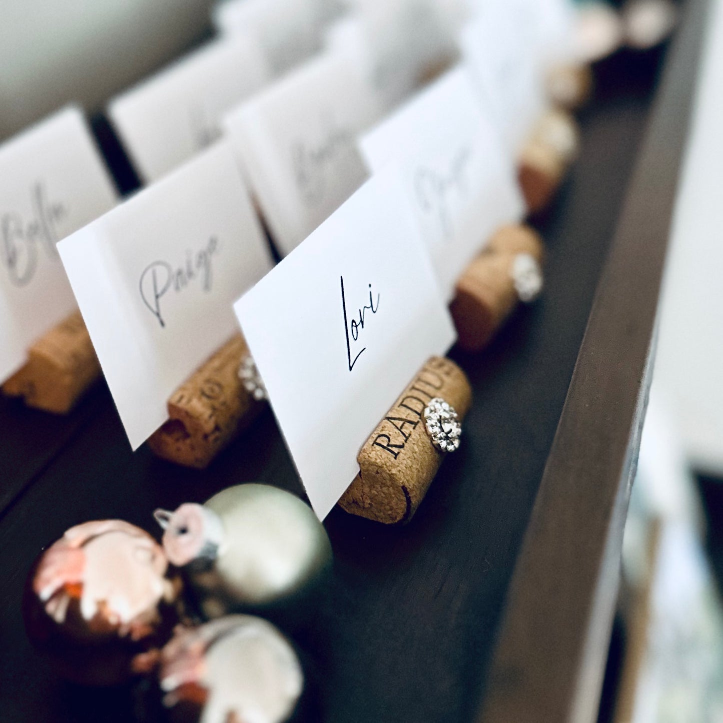 Gemstone Place Card Holders & Printed Guest Names