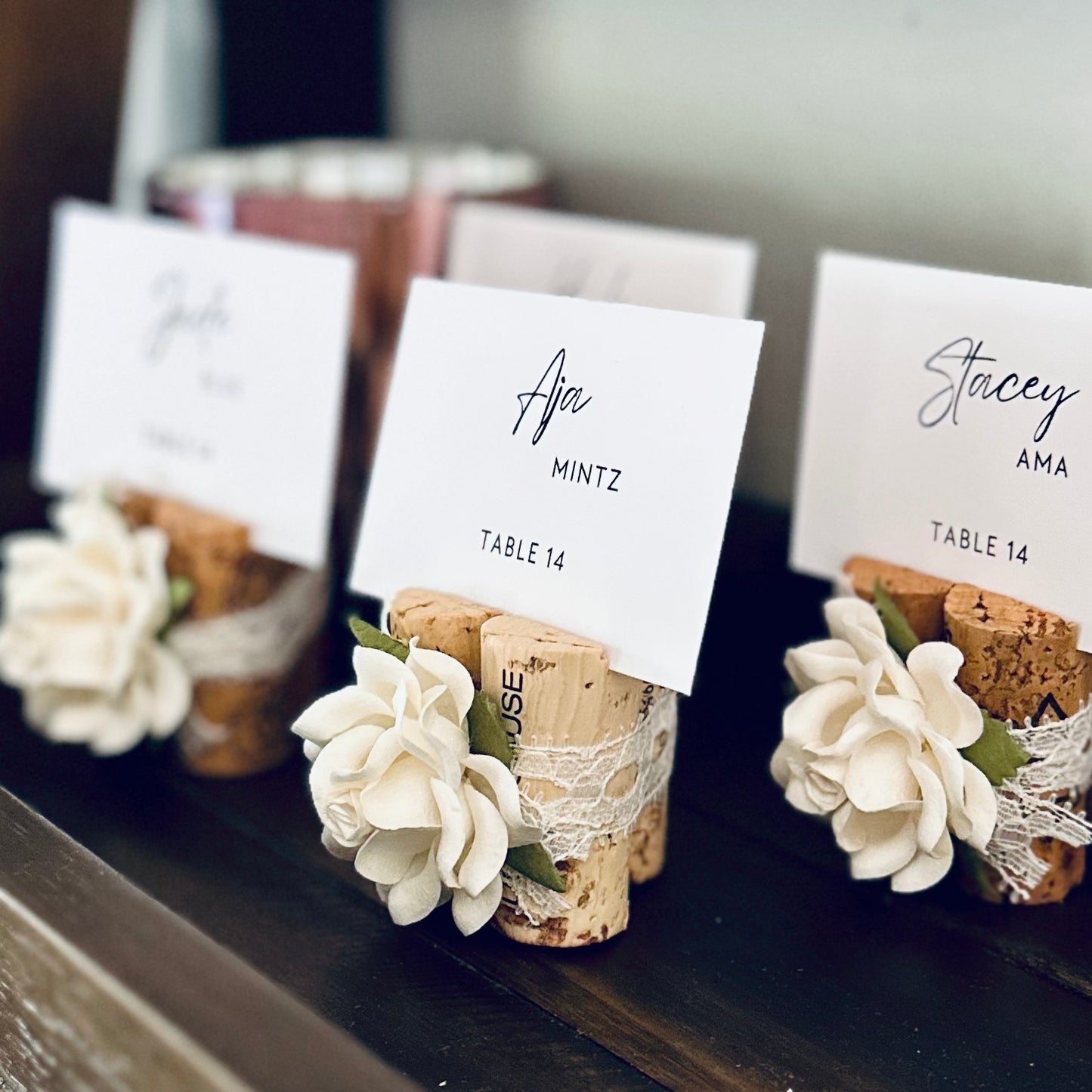 Rose & Lace Wedding Place Card Holder