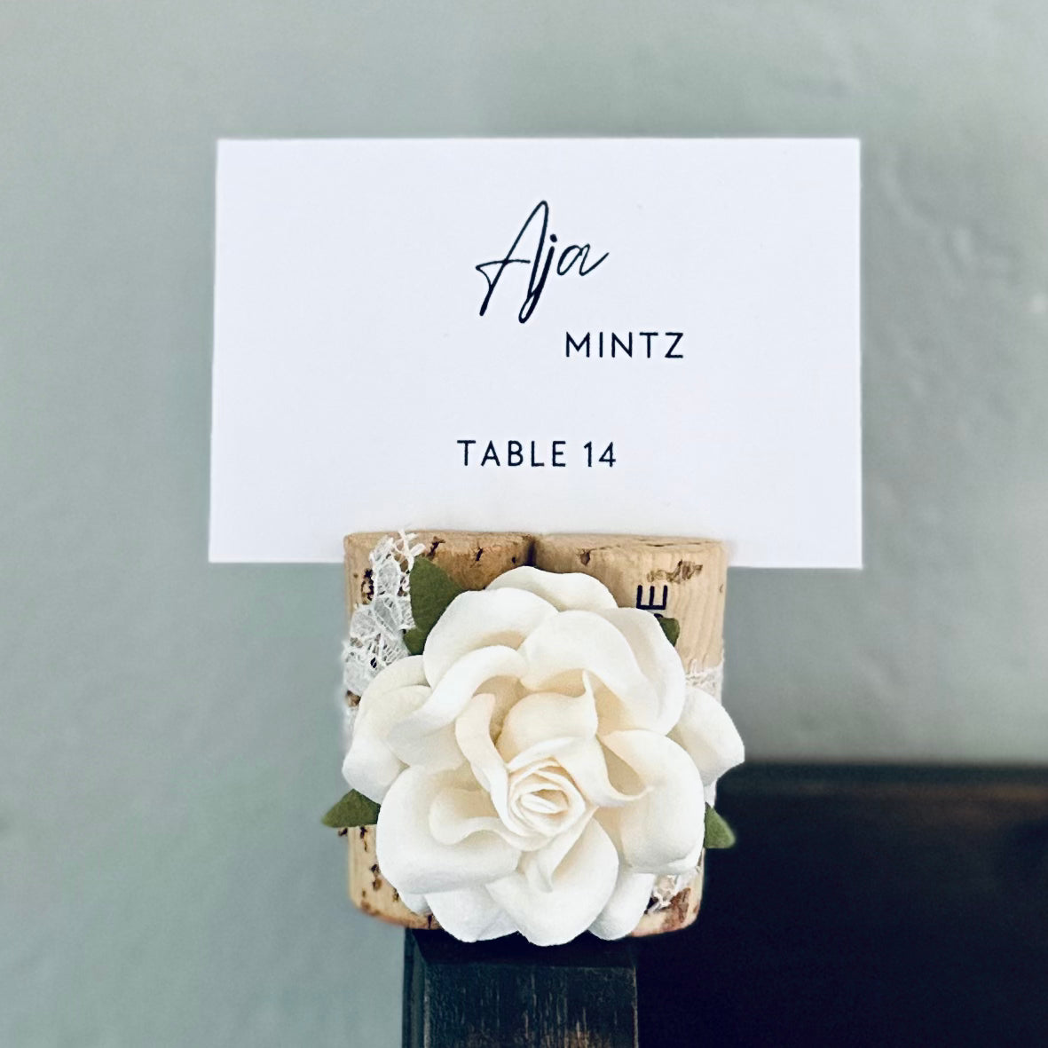 Rose & Lace Wedding Place Card Holder