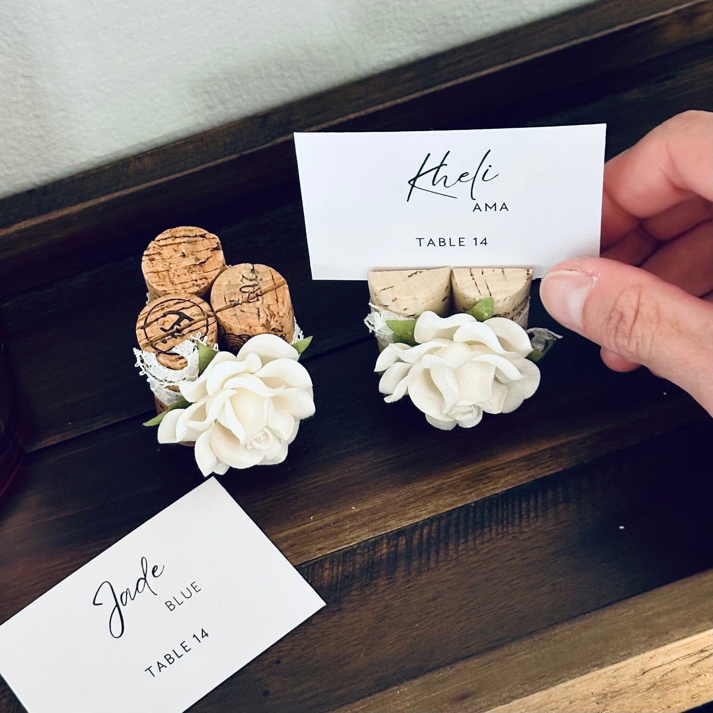 Rose & Lace Wedding Place Card Holder