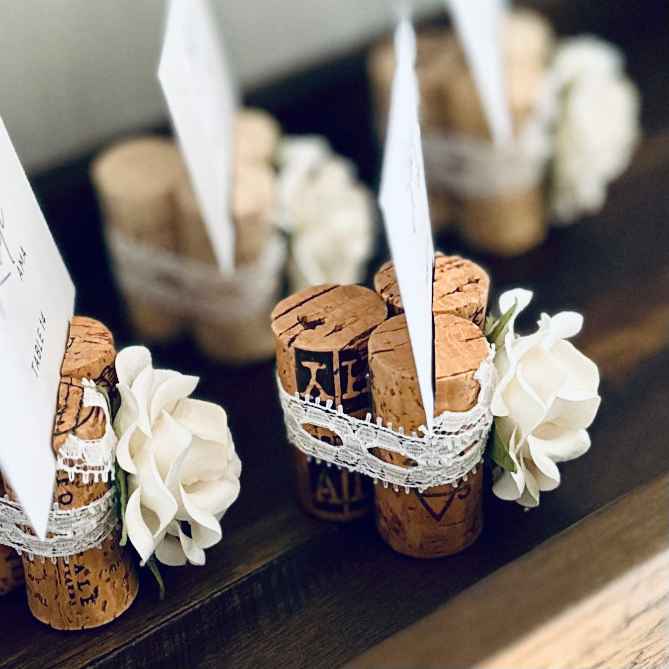 Rose & Lace Wedding Place Card Holder
