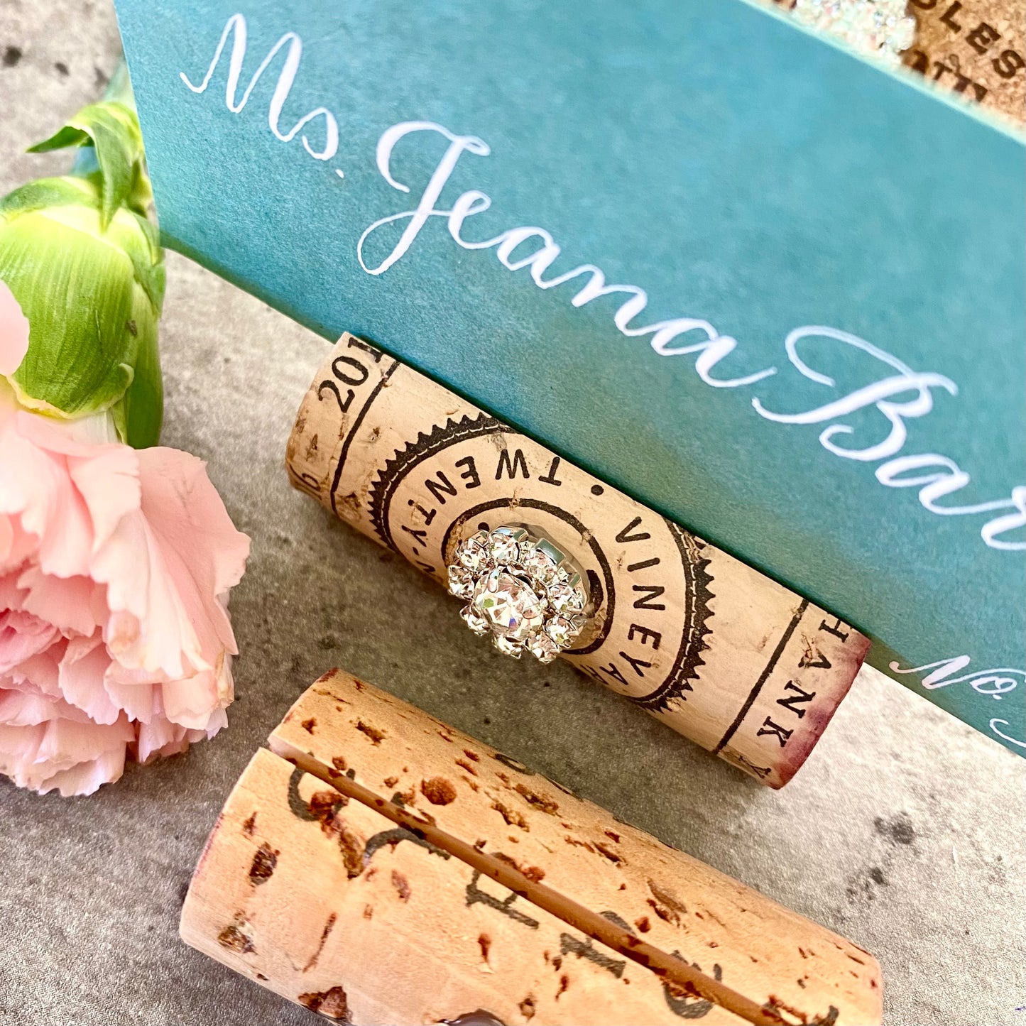 Gemstone Place Card Holders & Printed Guest Names