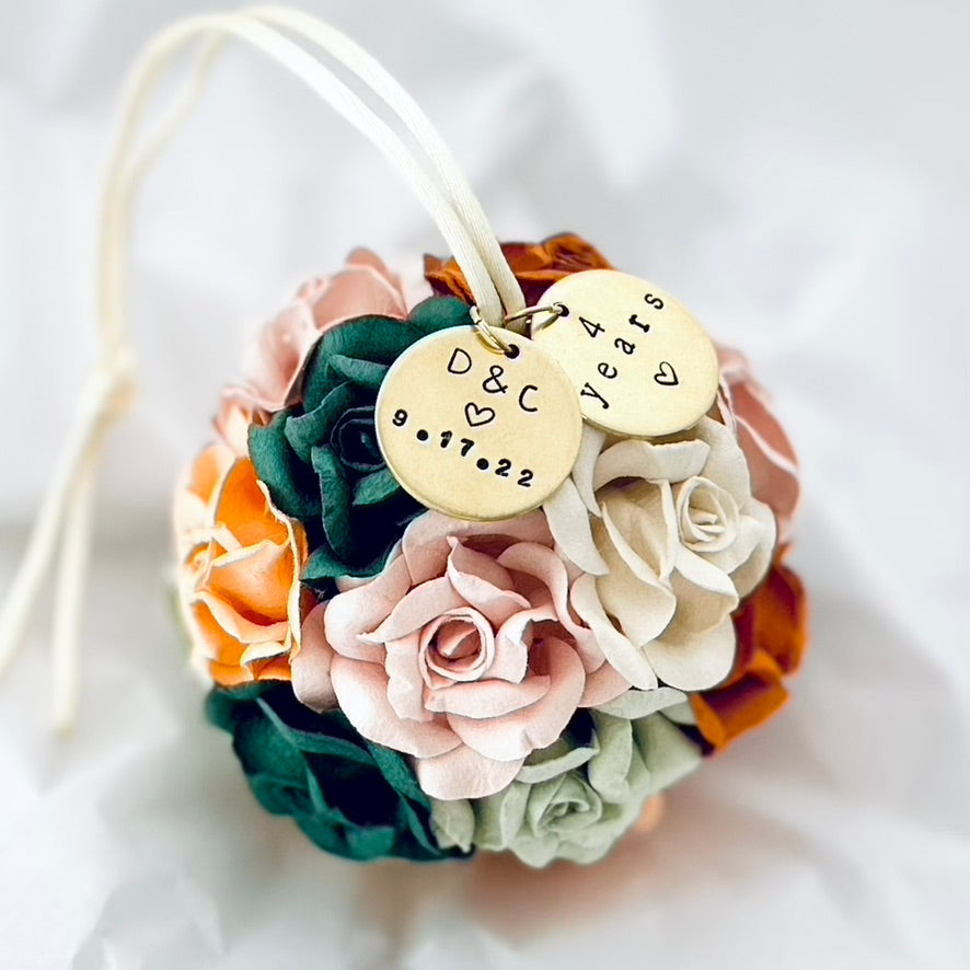 4th Wedding Anniversary Ornament | Flower Theme Fourth Wedding Anniversary Gift