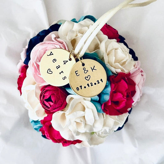 4th Wedding Anniversary Ornament | Flower Theme Fourth Wedding Anniversary Gift