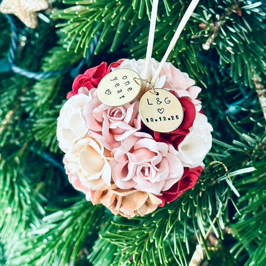 4th Wedding Anniversary Ornament | Flower Theme Fourth Wedding Anniversary Gift