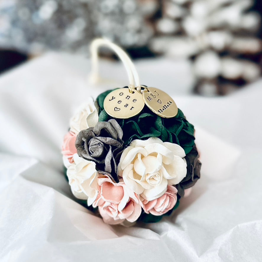 4th Wedding Anniversary Ornament | Flower Theme Fourth Wedding Anniversary Gift