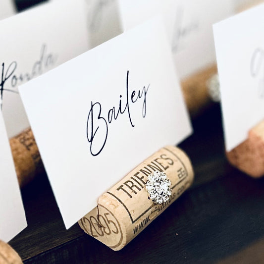 Gemstone Place Card Holders & Printed Guest Names
