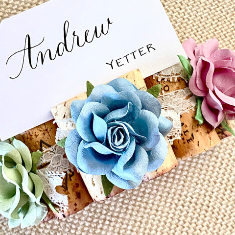 Rose & Lace Wedding Place Card Holder