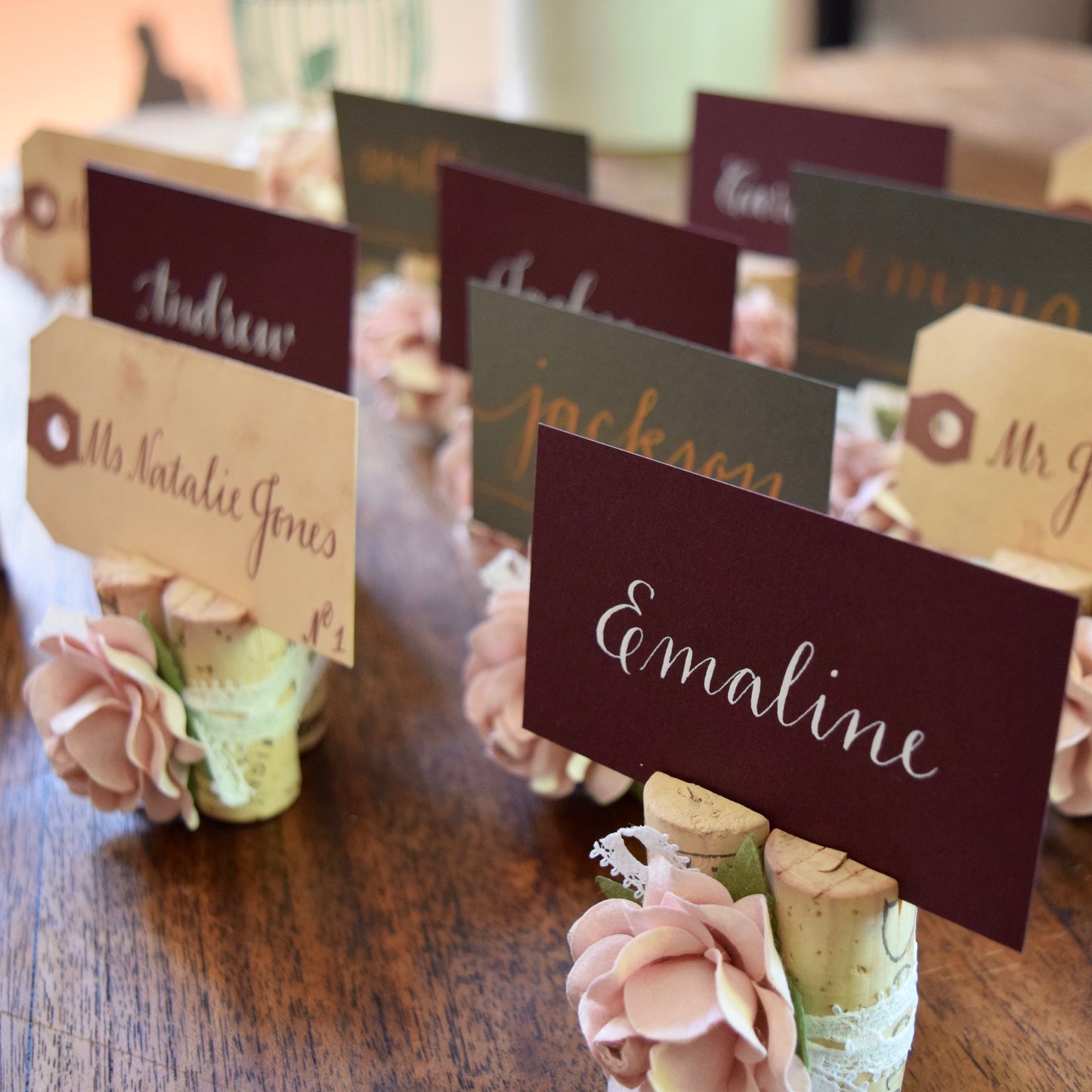 vineyard wedding place card holder